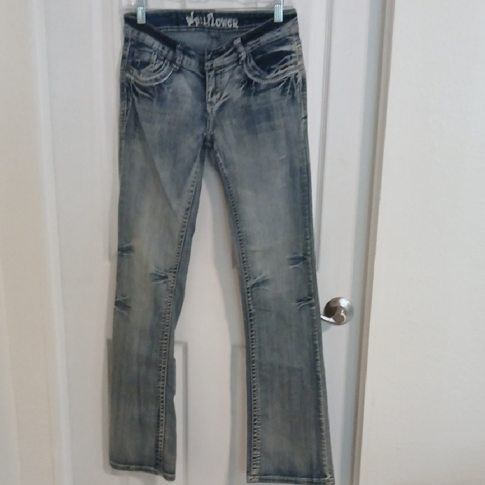 Wallflower Gray Flare Wide Leg Jeans